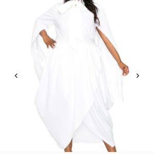 LIVD Tina Tulip Hem Pocket White Dress 1x Flowy